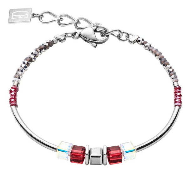 COEUR DE LION Bracelet GeoCUBE® frontline silver-red 5042/30-0300