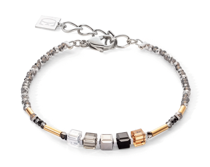 Coeur de Lion Cube Story Minimalistic Sparkling bracelet grey gold 5027/30-1216