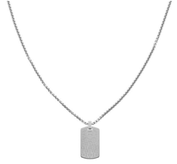 TOMMY HILFIGER STAINLESS STEEL FLAG ENGRAVED NECKLACE 2790359