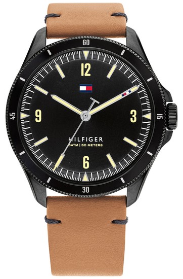 TOMMY HILFIGER BLACK IONIC-PLATED STAINLESS STEEL WATCH 1791906