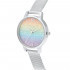 Olivia Burton Rainbow Glitter Midi Dial Silver Mesh Watch OB16GD69