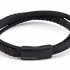 BLACK-BROWN LEATHER INTERTWINED BRACELET WITH 3 SINGLE LINES BY MENVARD MV1031