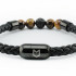 BLACK BROWN LEATHER BRACELET WITH LAVA STONE AND TIGER´S EYE BY MENVARD MV1047