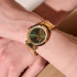 OLIVIA BURTON Signature 34mm Floral T-Bar Green & Gold Bracelet Watch 24000043
